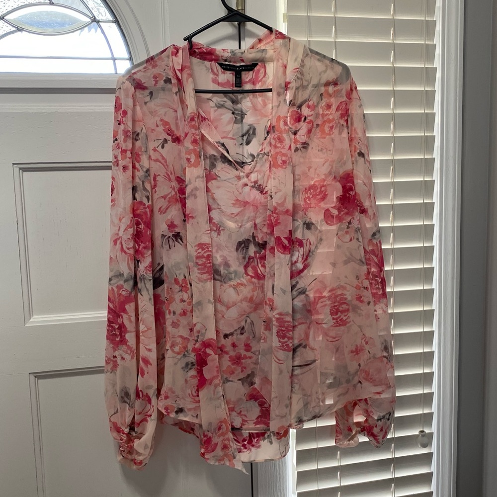 WHBM chiffon pink floral top